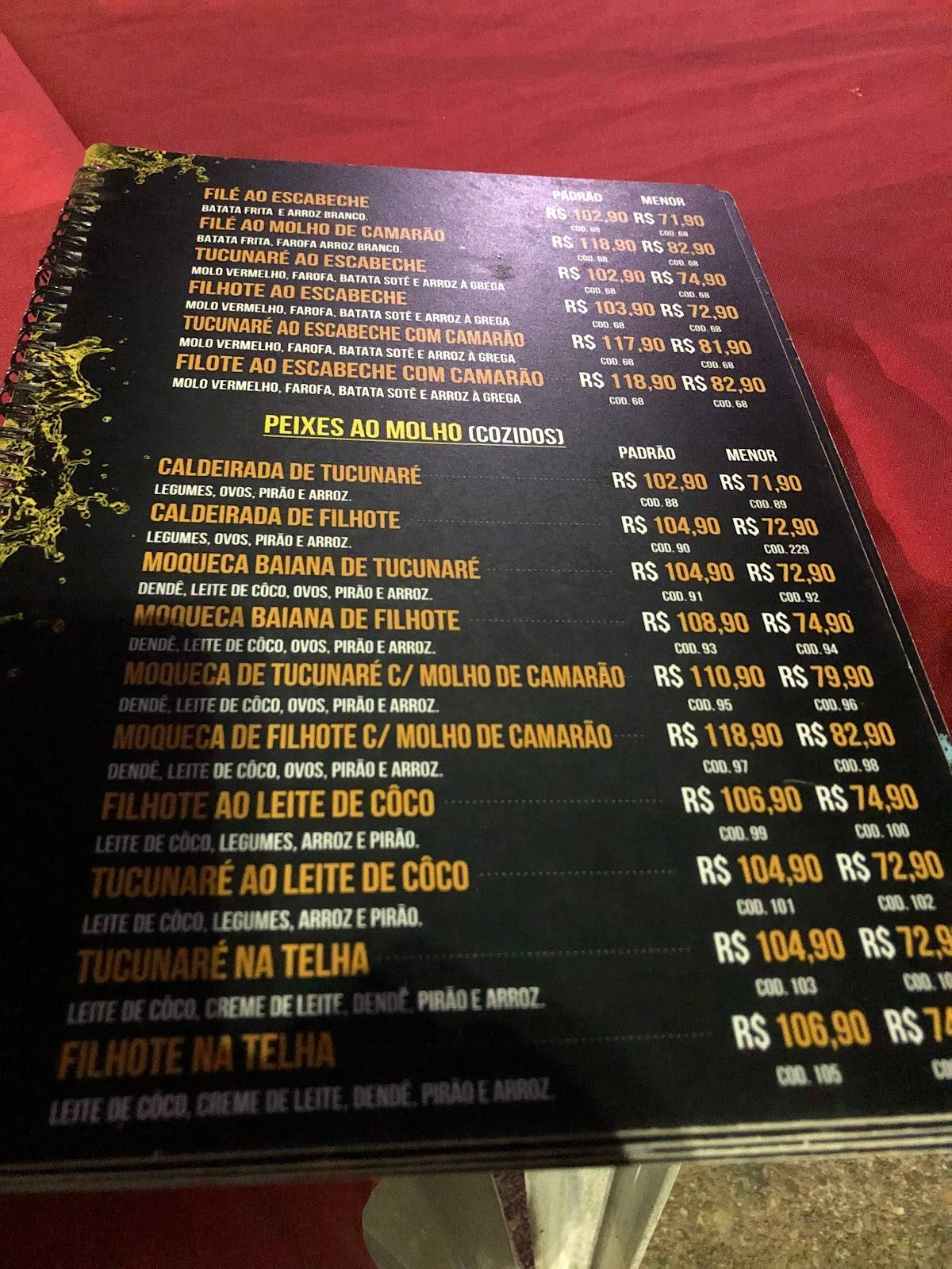 Restaurante Gente Fina cardápio