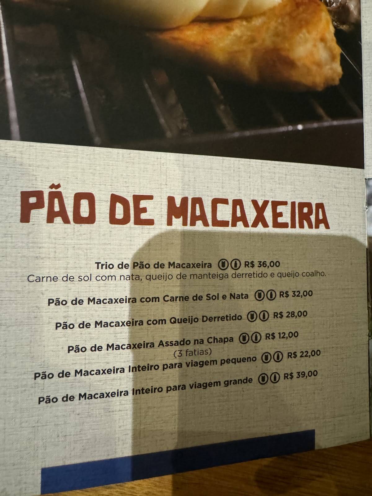 Restaurante Mangai - Brasília Shopping cardápio