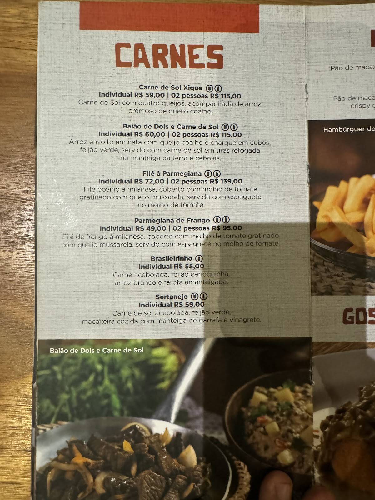 Restaurante Mangai - Brasília Shopping cardápio