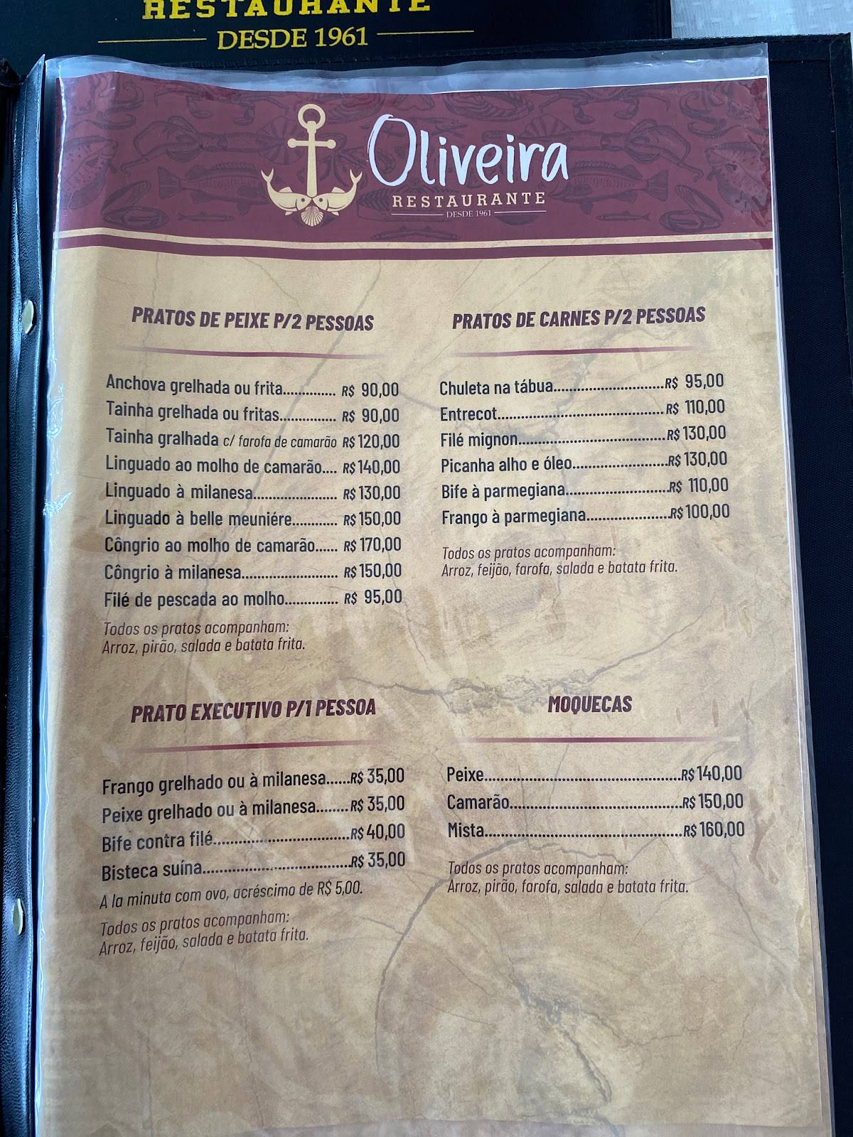 Restaurante Oliveira cardápio