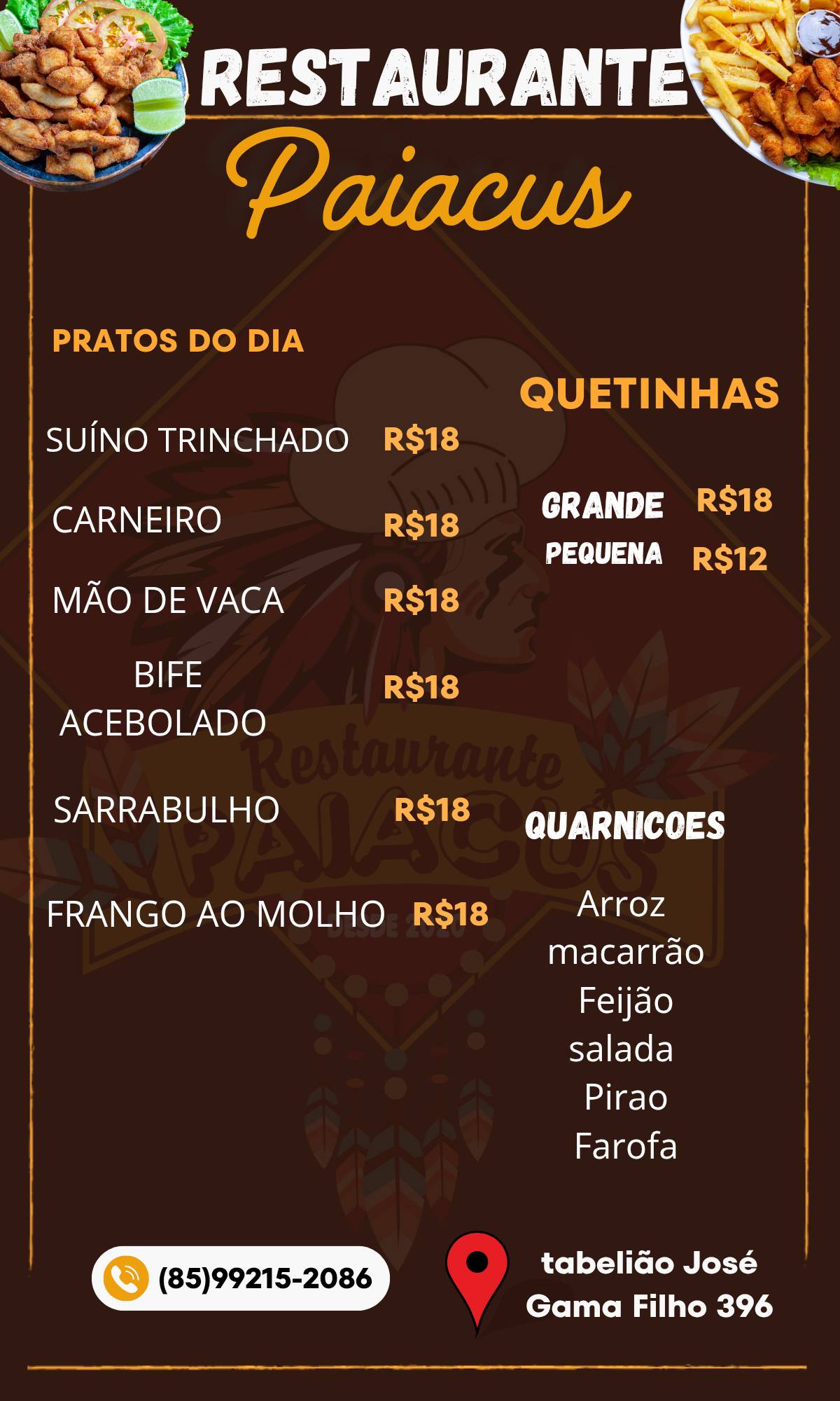 Restaurante Paiacus cardápio
