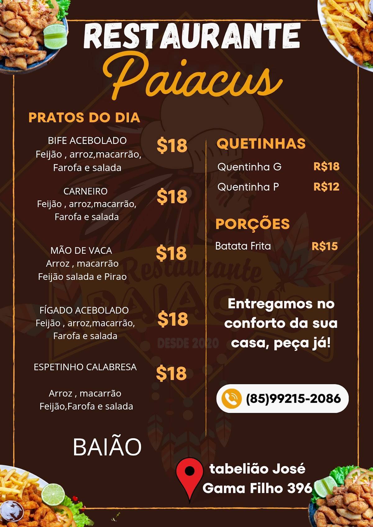 Restaurante Paiacus cardápio
