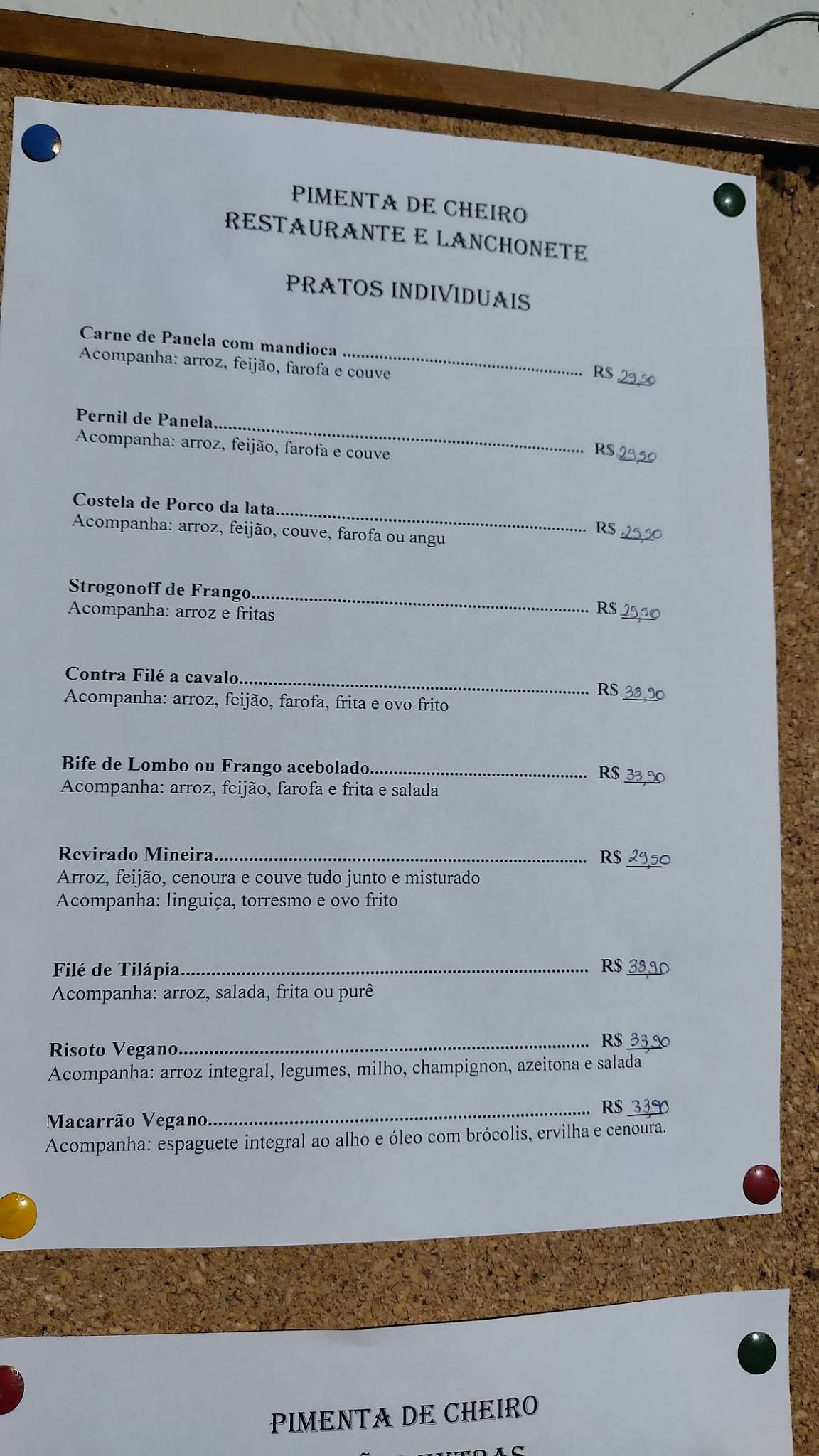 Restaurante Pimenta de Cheiro cardápio