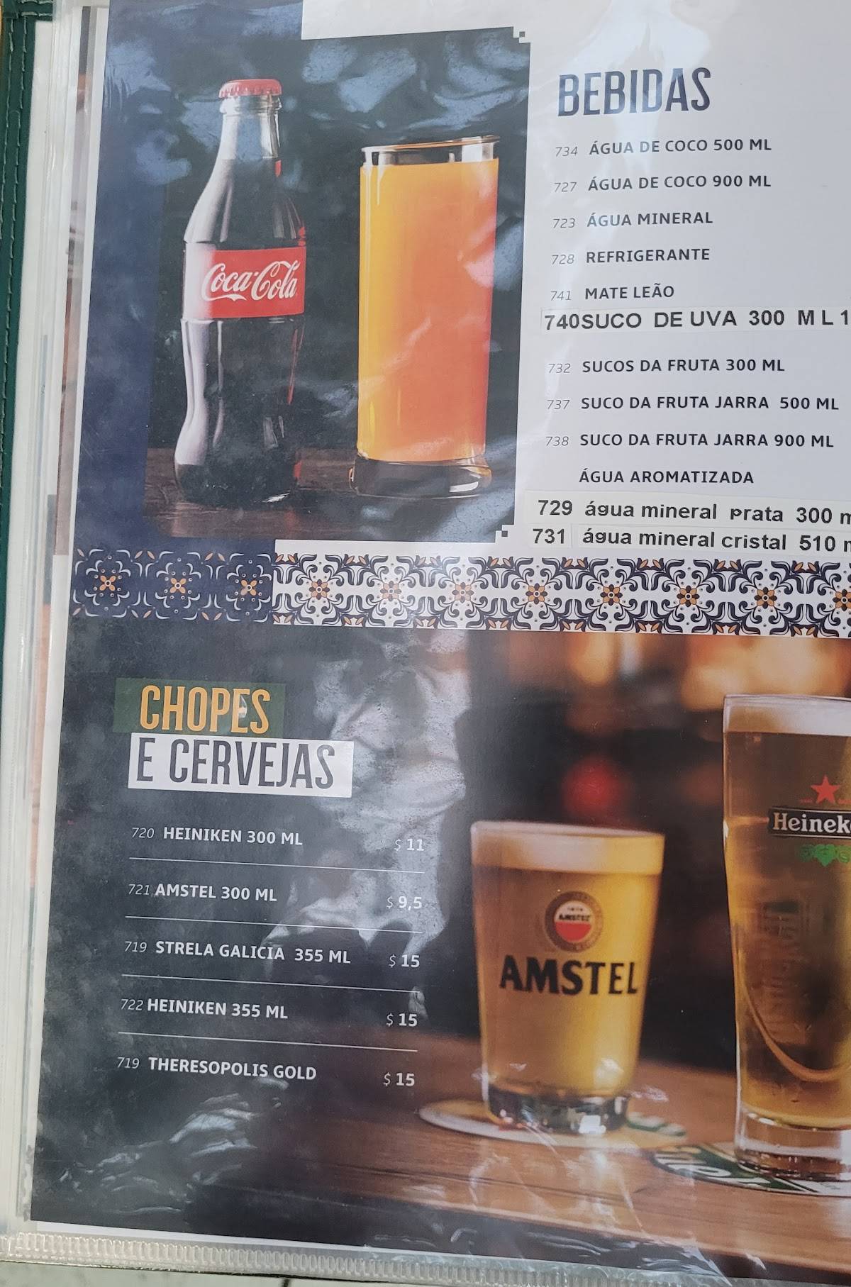 Restaurante Quinta da Boa Vista cardápio