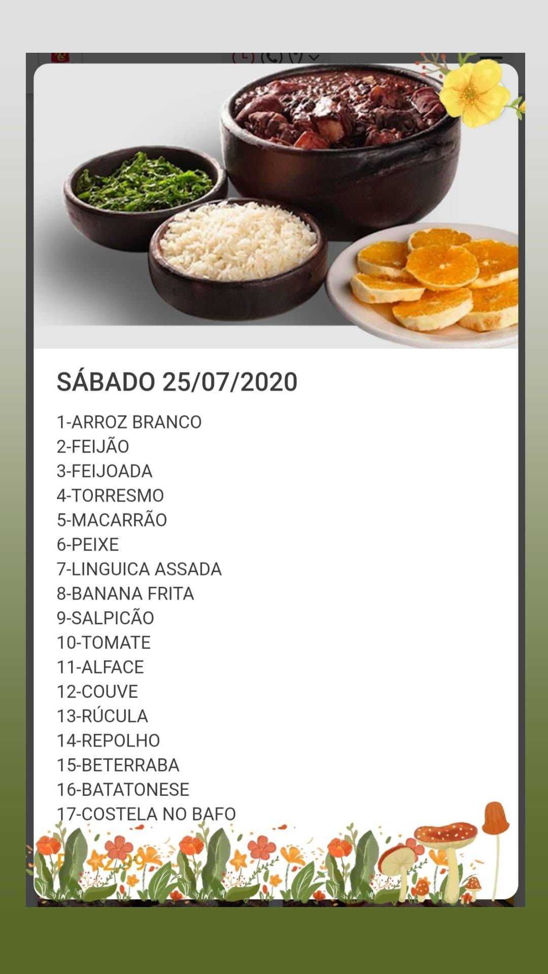 Restaurante Recanto Caseiro cardápio