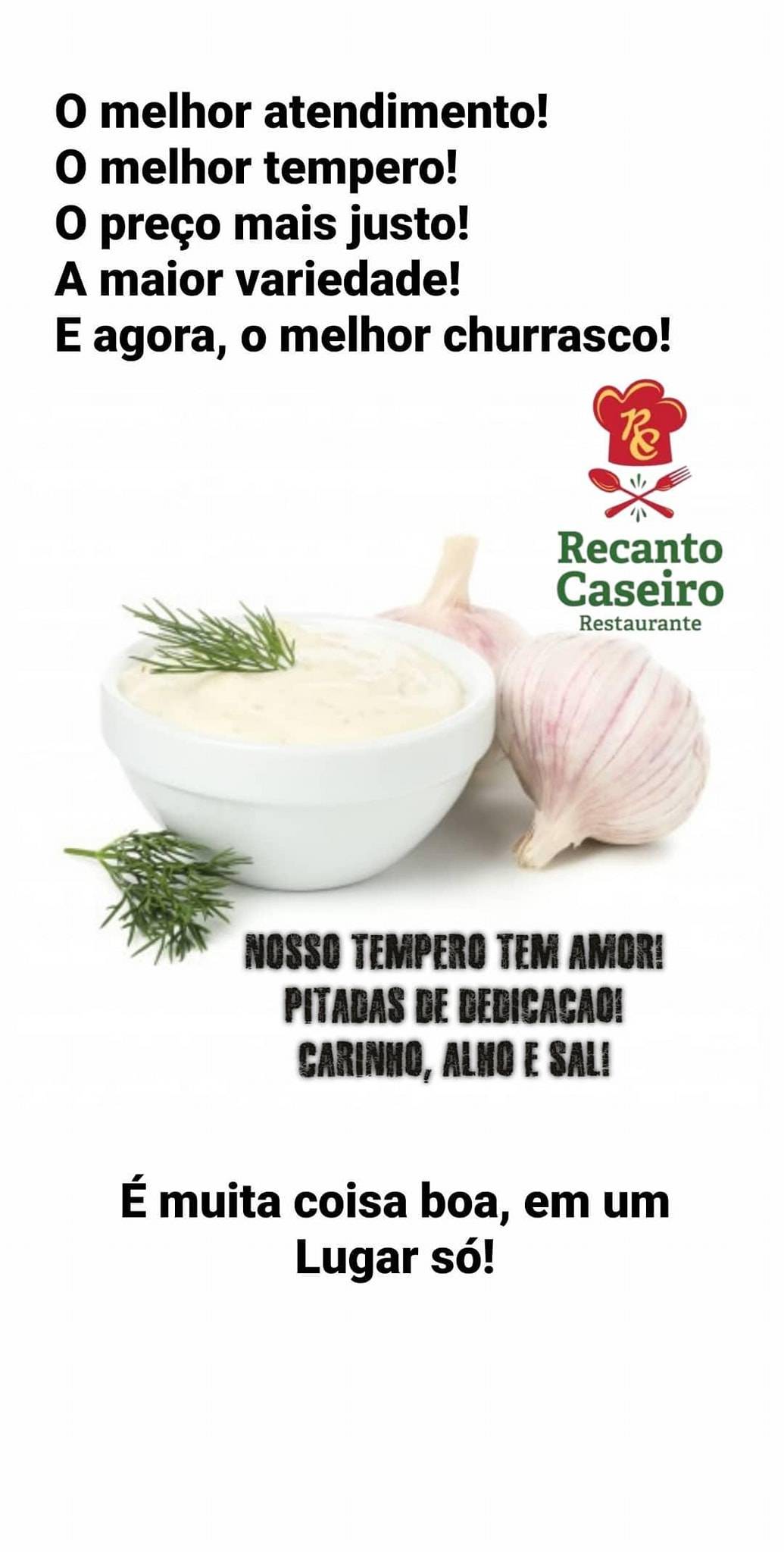 Restaurante Recanto Caseiro cardápio