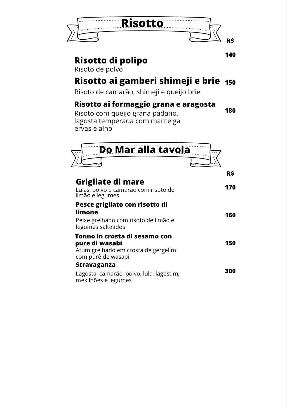 Restaurante Taverna Paradiso cardápio