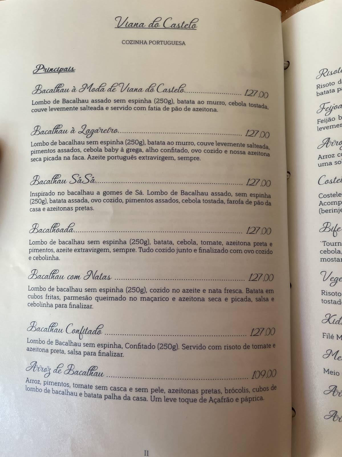 Restaurante Viana Do Castelo cardápio
