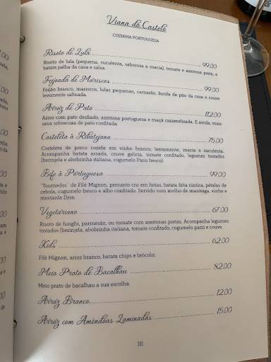 Restaurante Viana Do Castelo cardápio