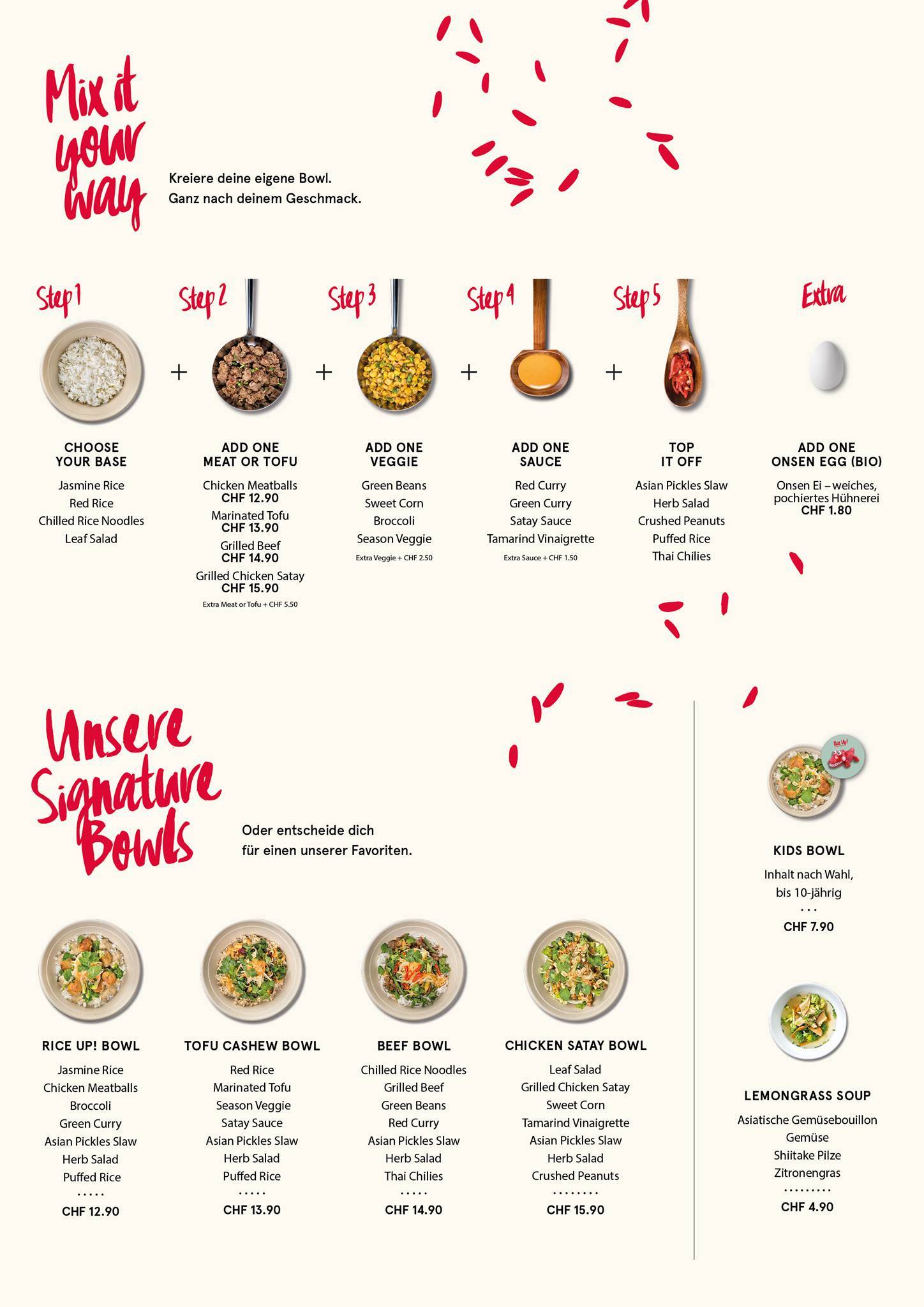 Menu di Rice Up! Bahnhof Bern 