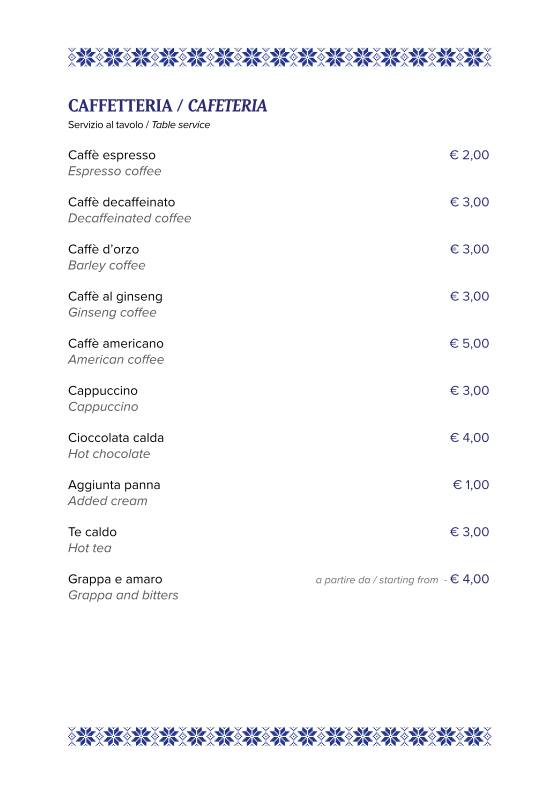Menu di Rifugio Genziana 