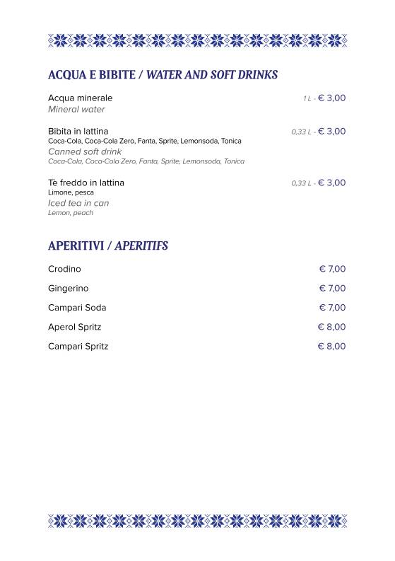 Menu di Rifugio Genziana 