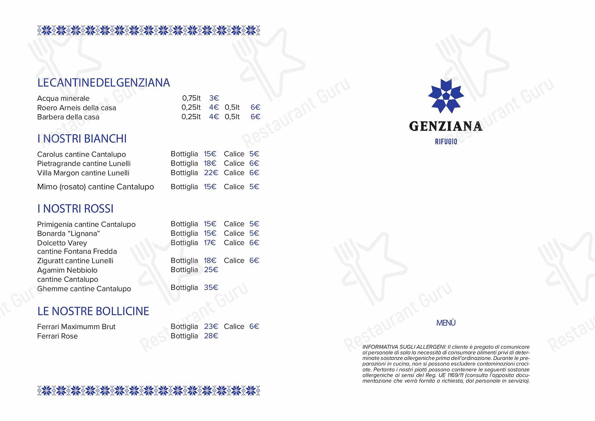Catering Menu per Rifugio Genziana ristorante