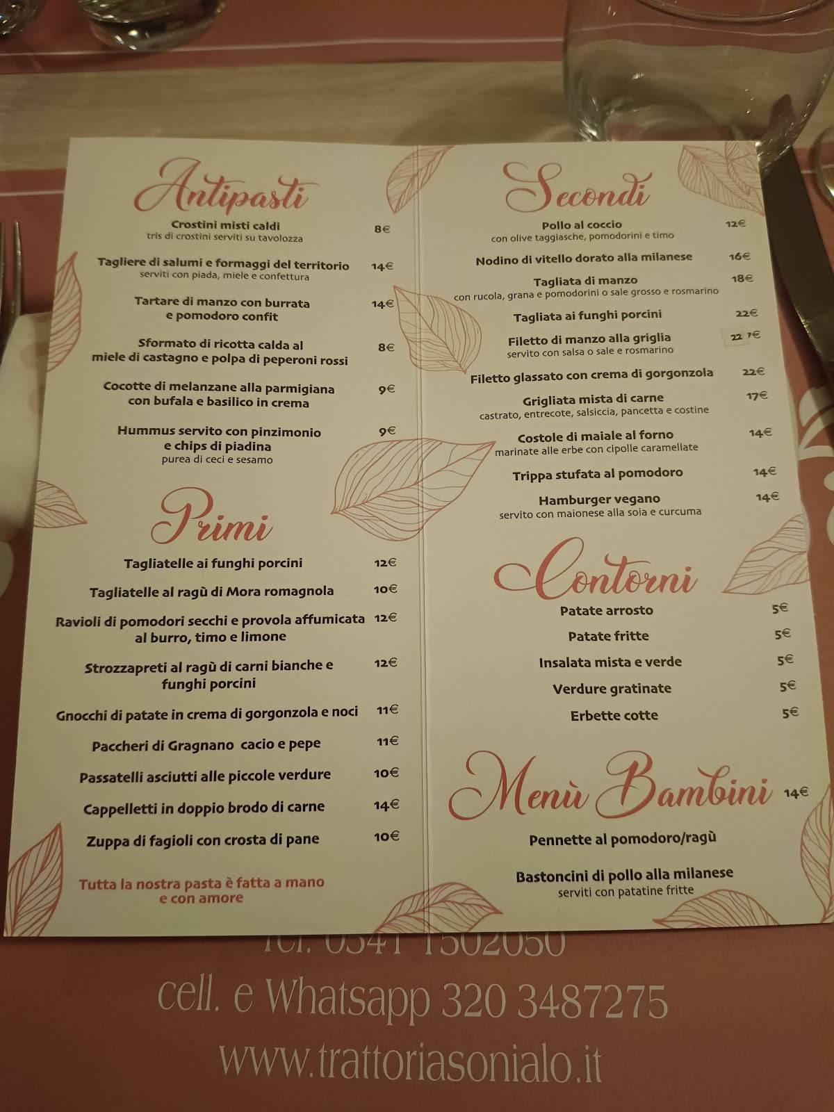 Menu di Trattoria Sonia Lo 