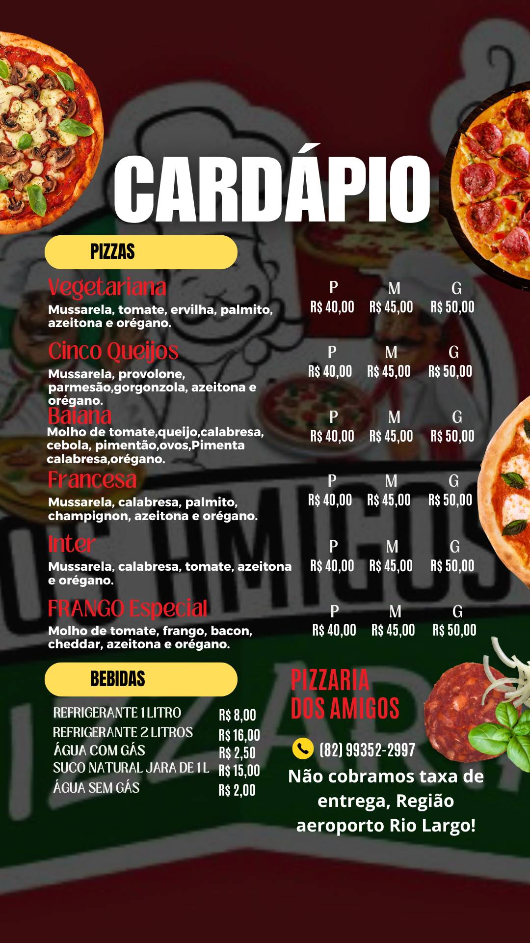 Pizzaria dos amigos cardápio