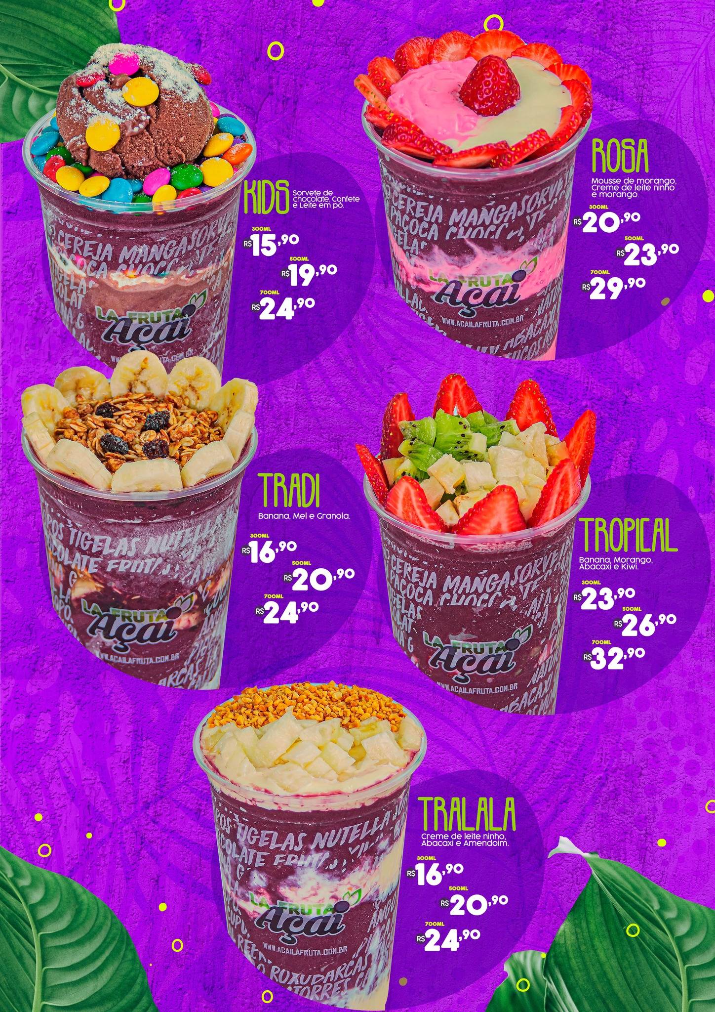 La Fruta Açaí Rio Verde cardápio