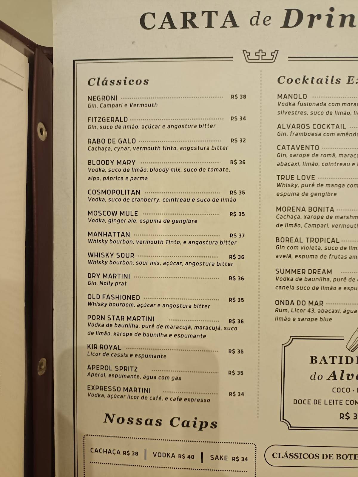 Álvaro's Leblon cardápio