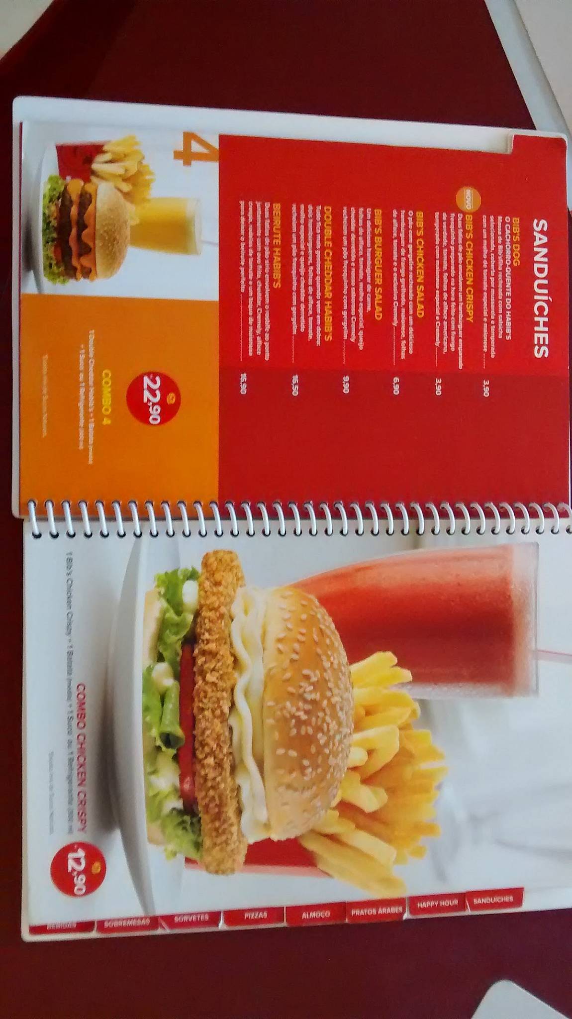 Habibs cardápio
