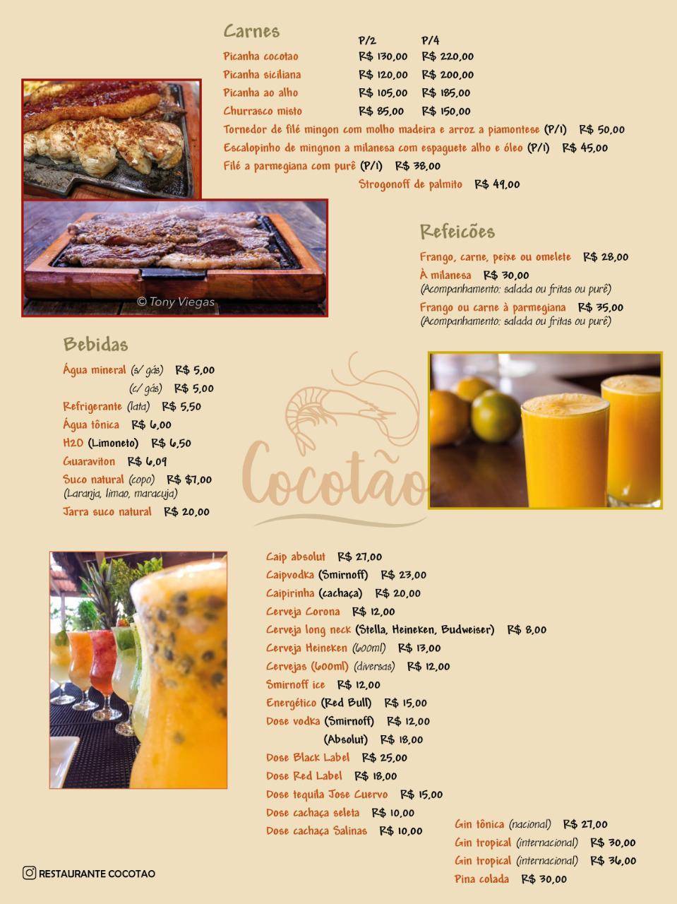 Restaurante Cocotão cardápio
