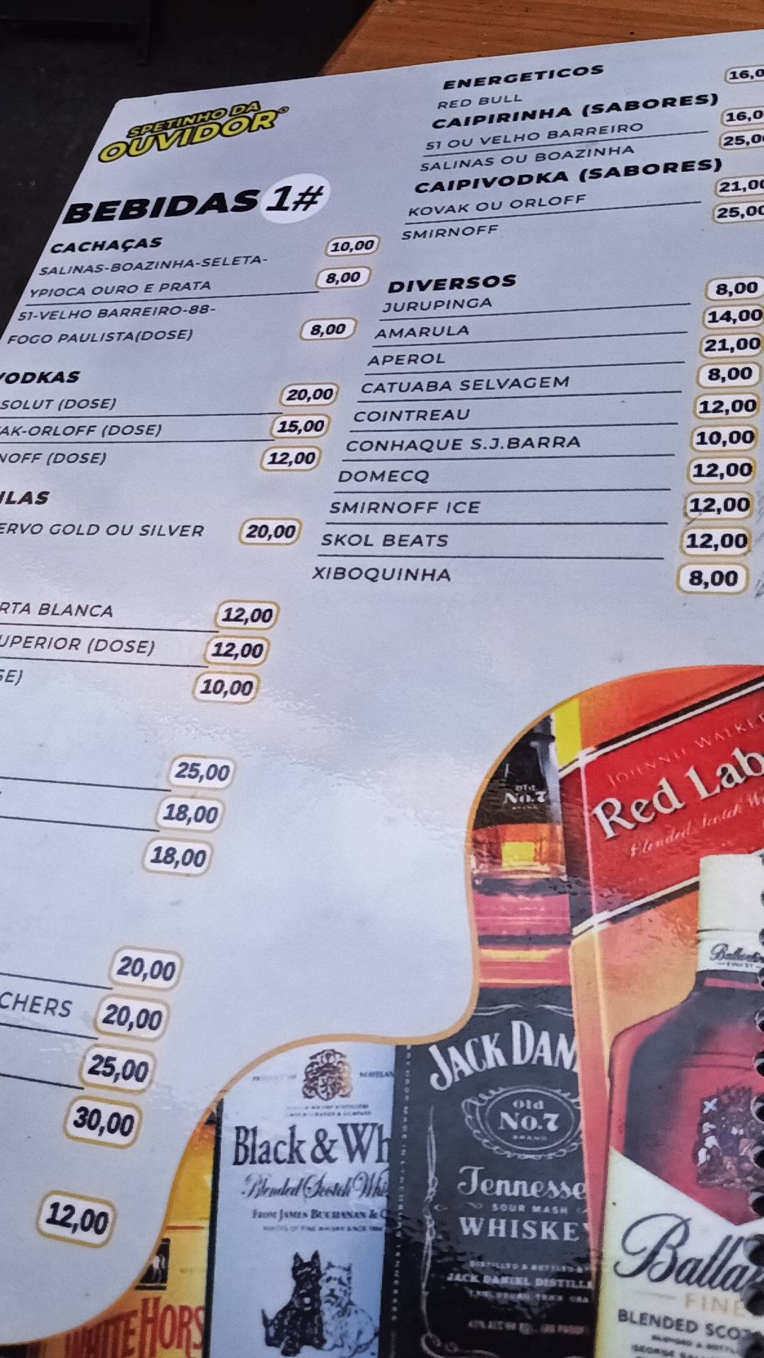 Spetinho da Ouvidor cardápio