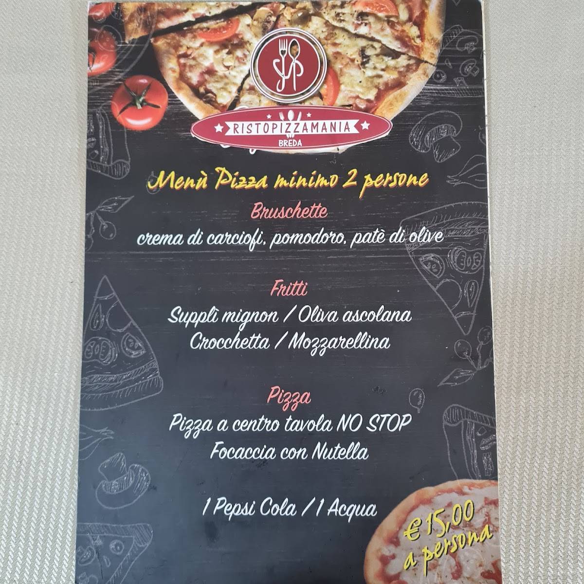 Menu di Ristopizzamania Breda 