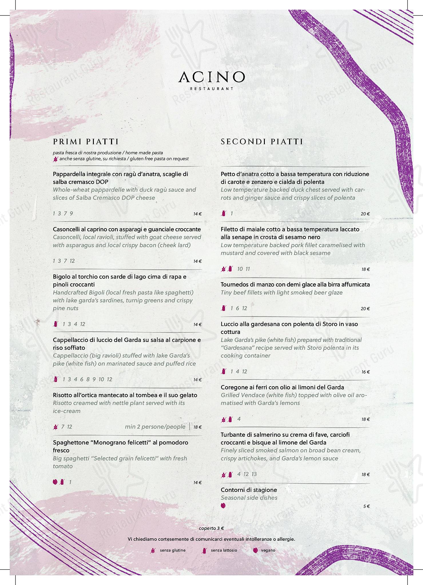 Menu di ACINO Restaurant 