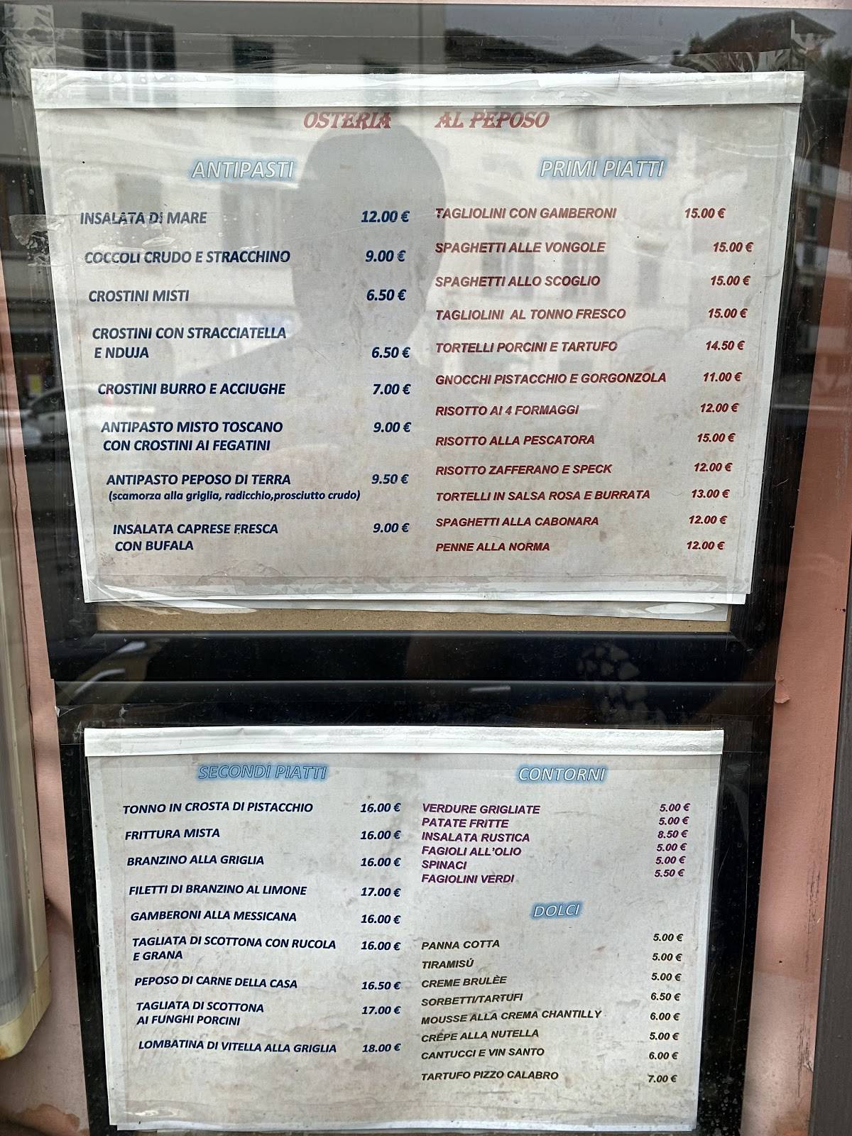 Menu di Ristorante Al Peposo 