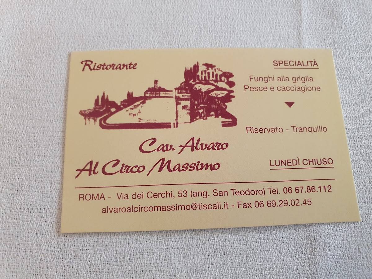 Menu di Ristorante Alvaro Al Circo Massimo 