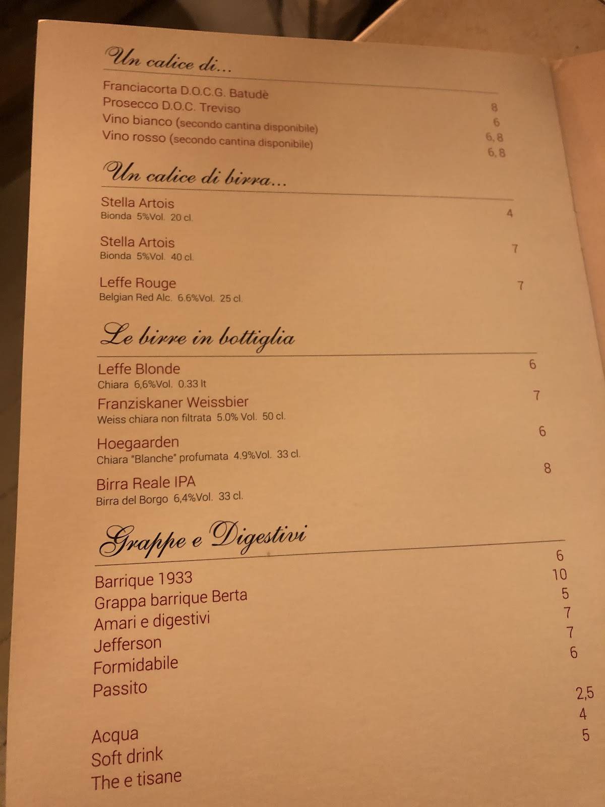 Menu di Ristorante Angelina A Testaccio 