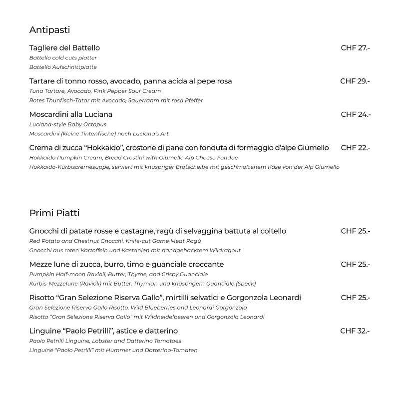 Menu di Ristorante Battello di Marco Silvestro 