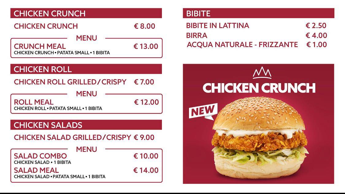 Menu di CNF restaurant: Chick • N • Fries - Urbino 