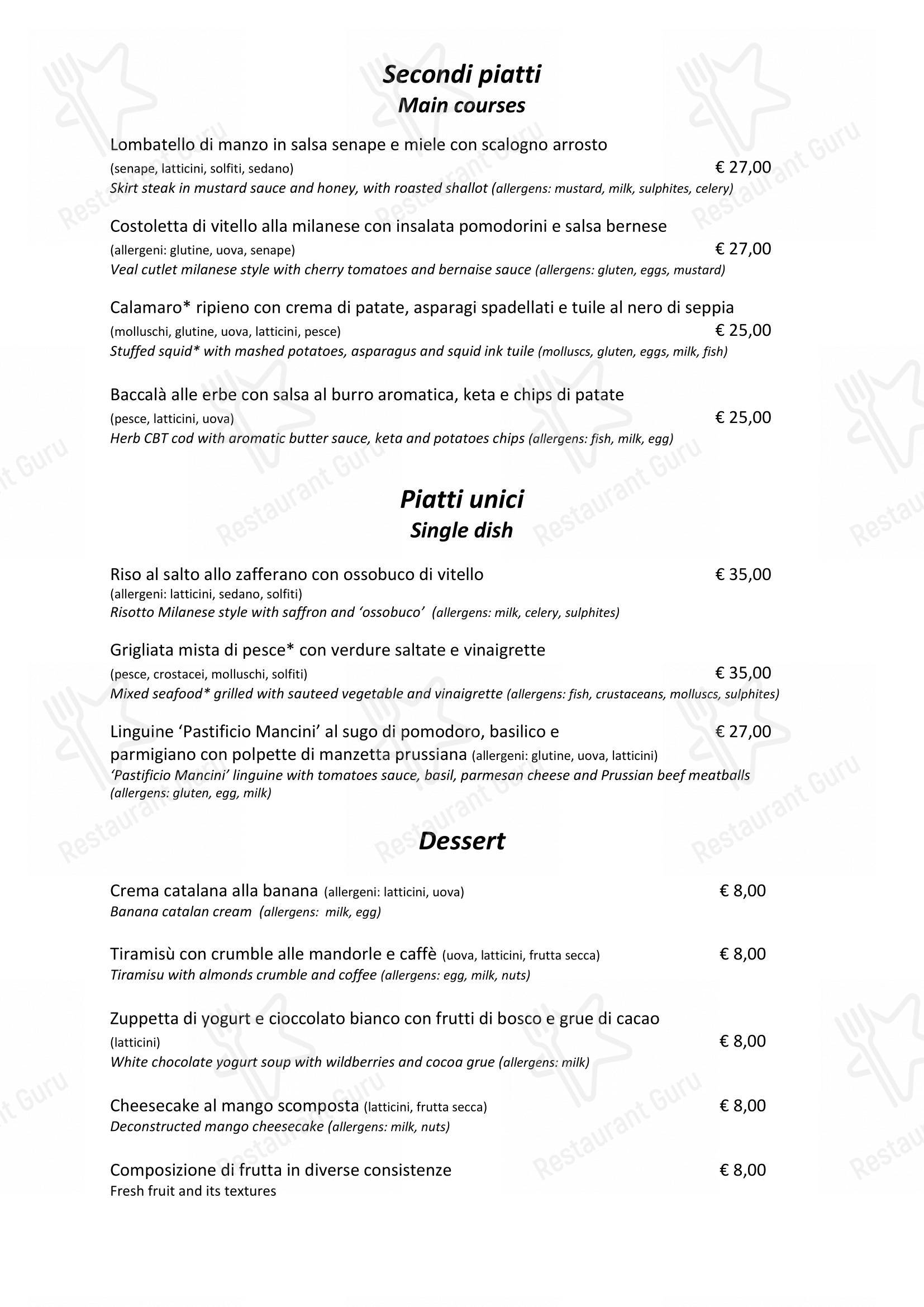 Menu bar per Ristorante Conte Camillo ristorante