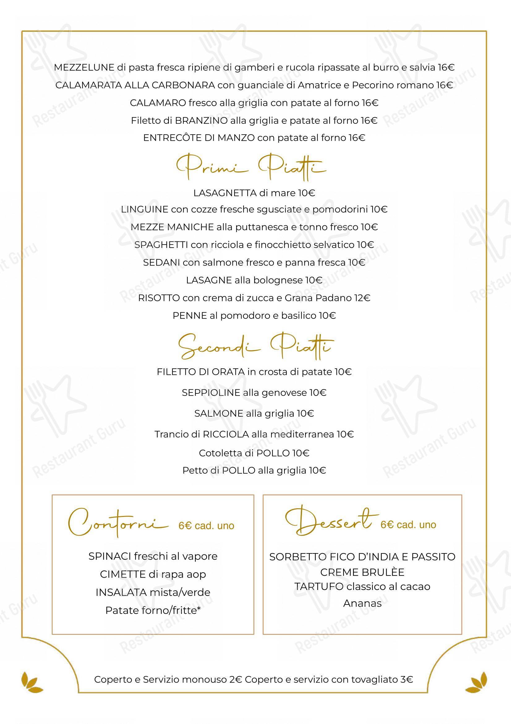 Menu bar per Ristorante Cortevecchia Arese pizzeria