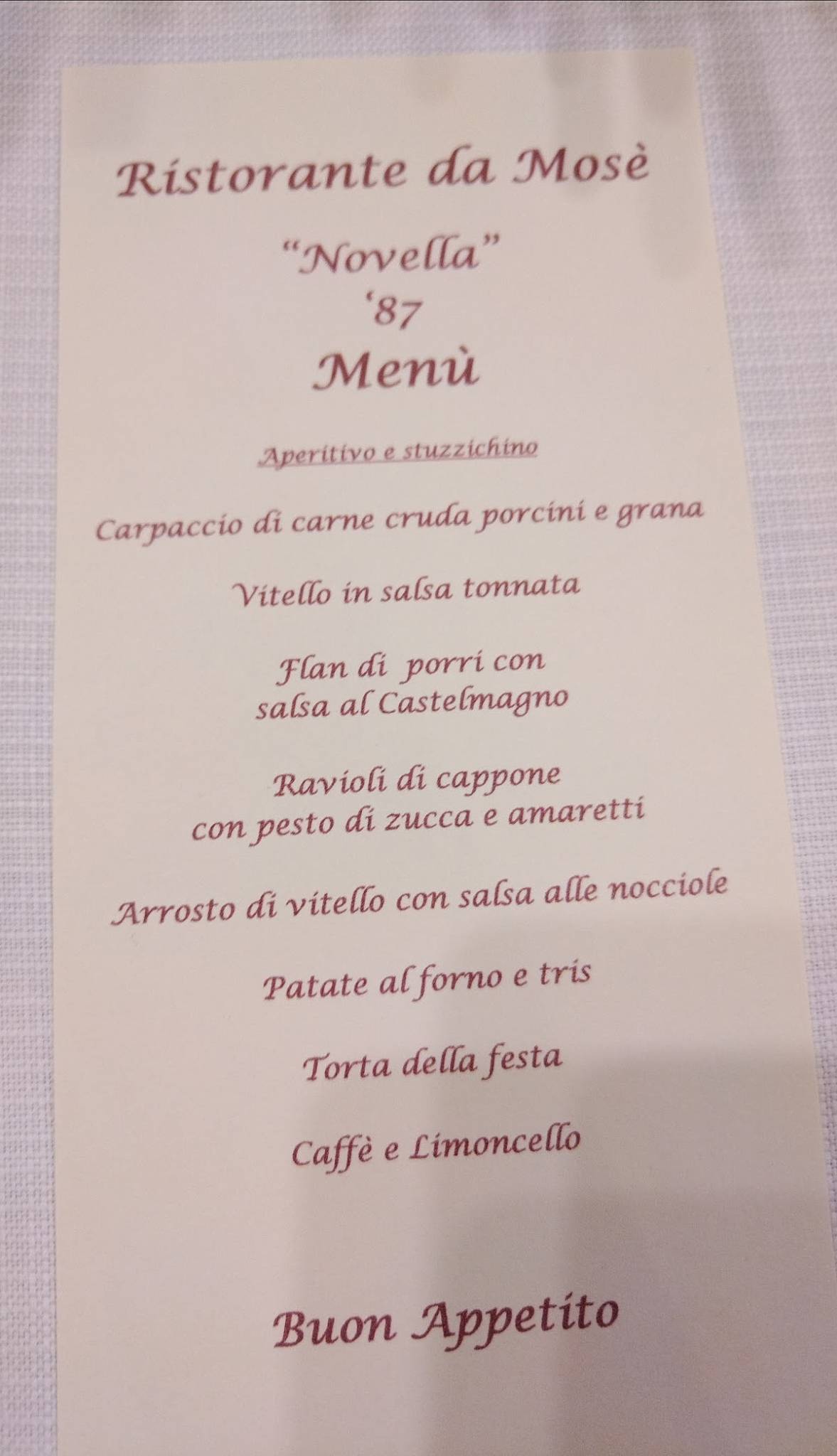 Menu di Ristorante Da Mosè 