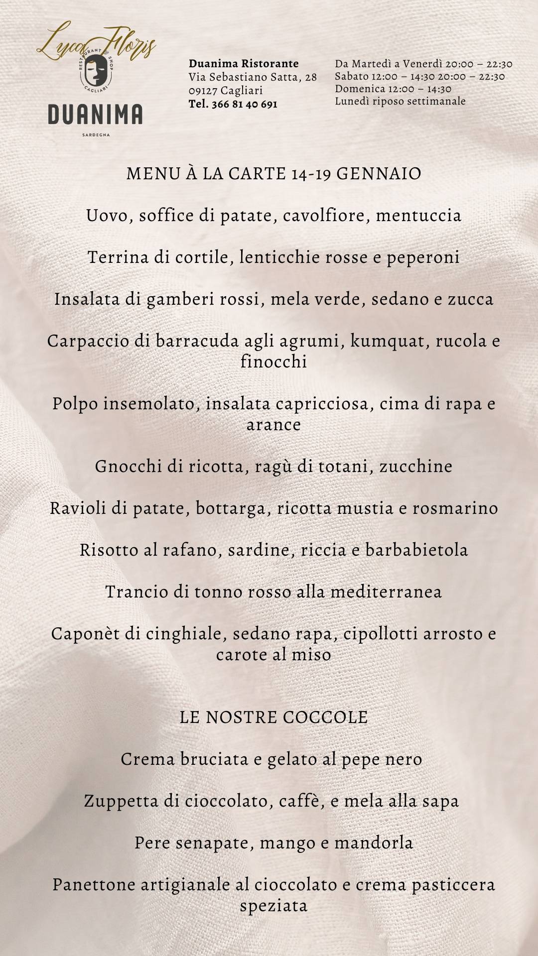 Menu di Duanima 