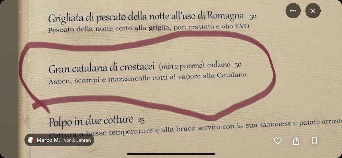Menu di Ristorante FALCO Vallugola 
