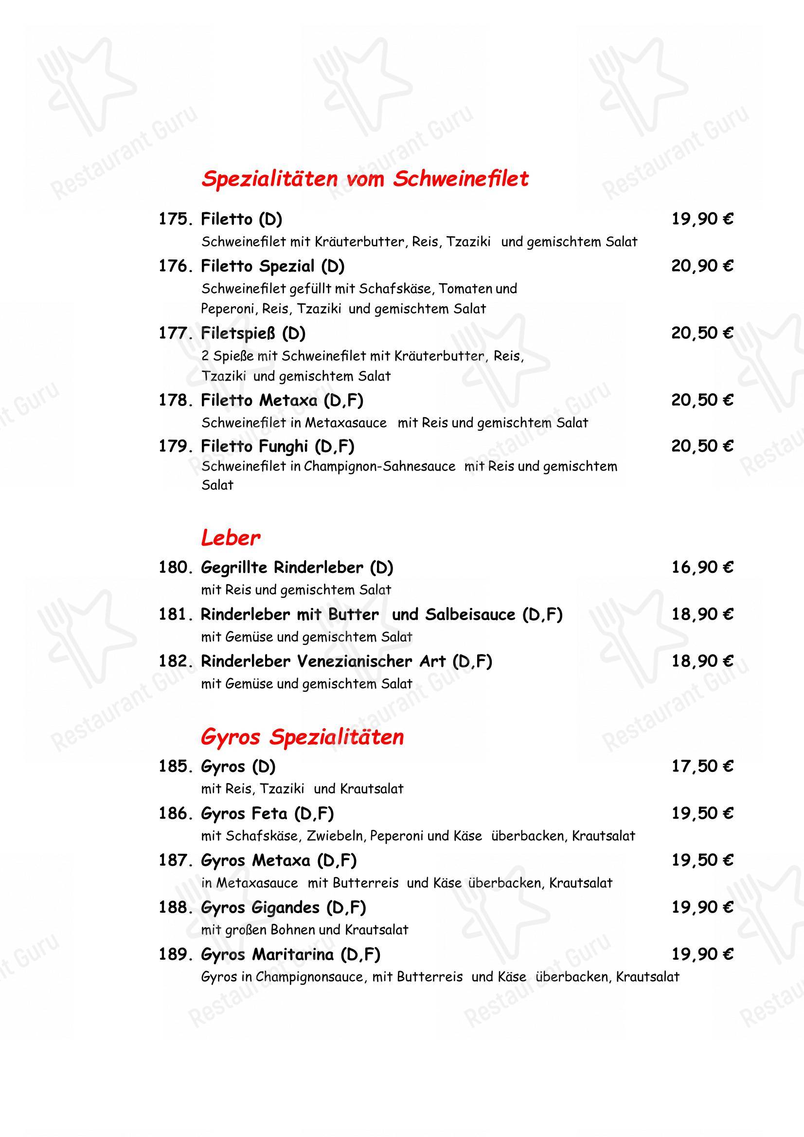 Menu pour Ristorante Firenze - Menu bar