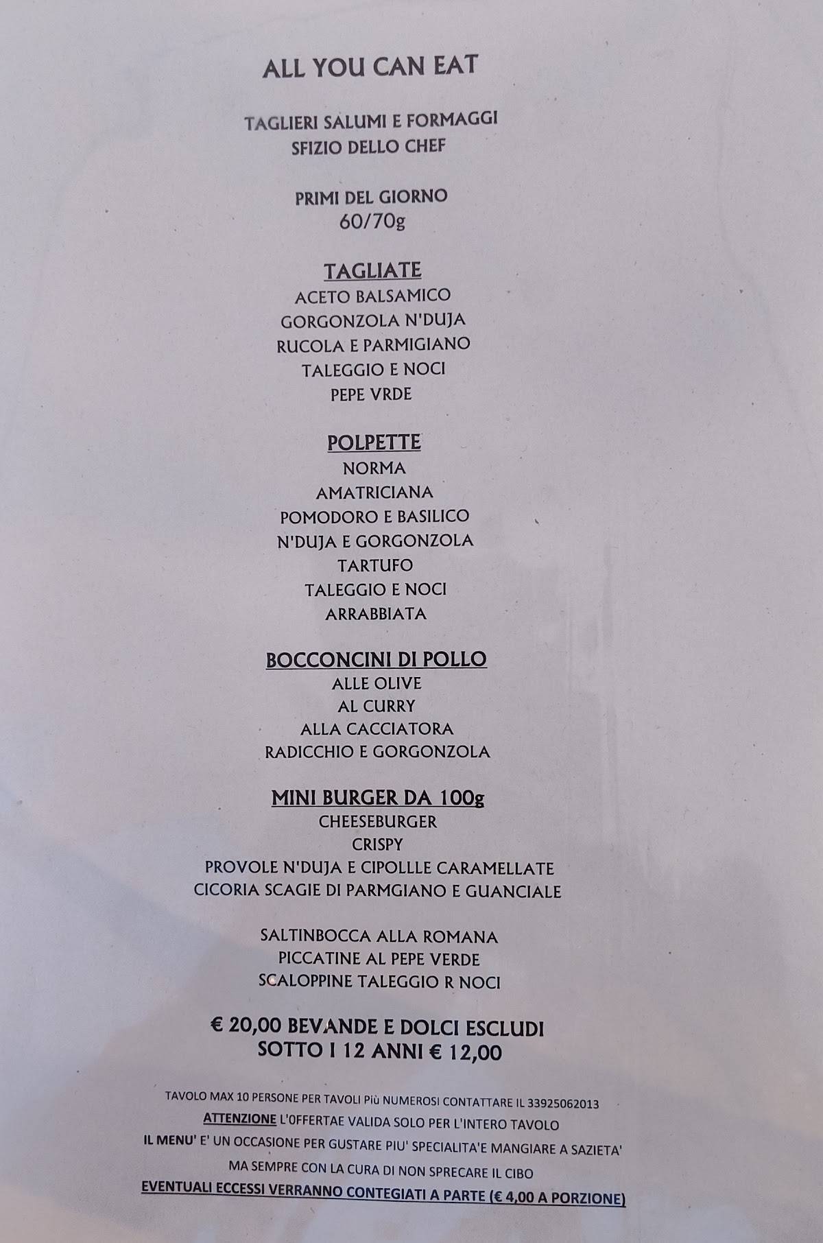 Menu di Ristorante Fornari 