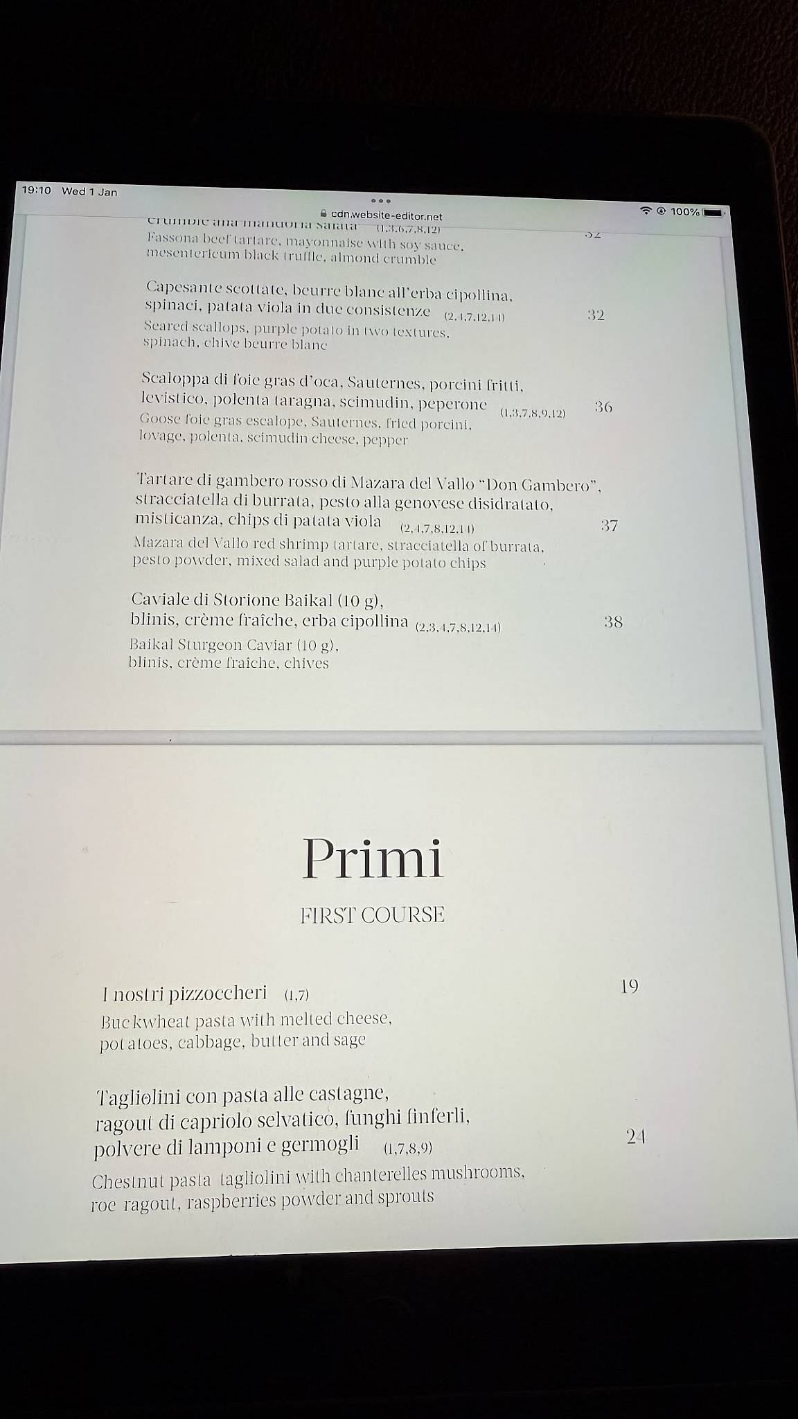 Menu di Ristorante Gavioli 