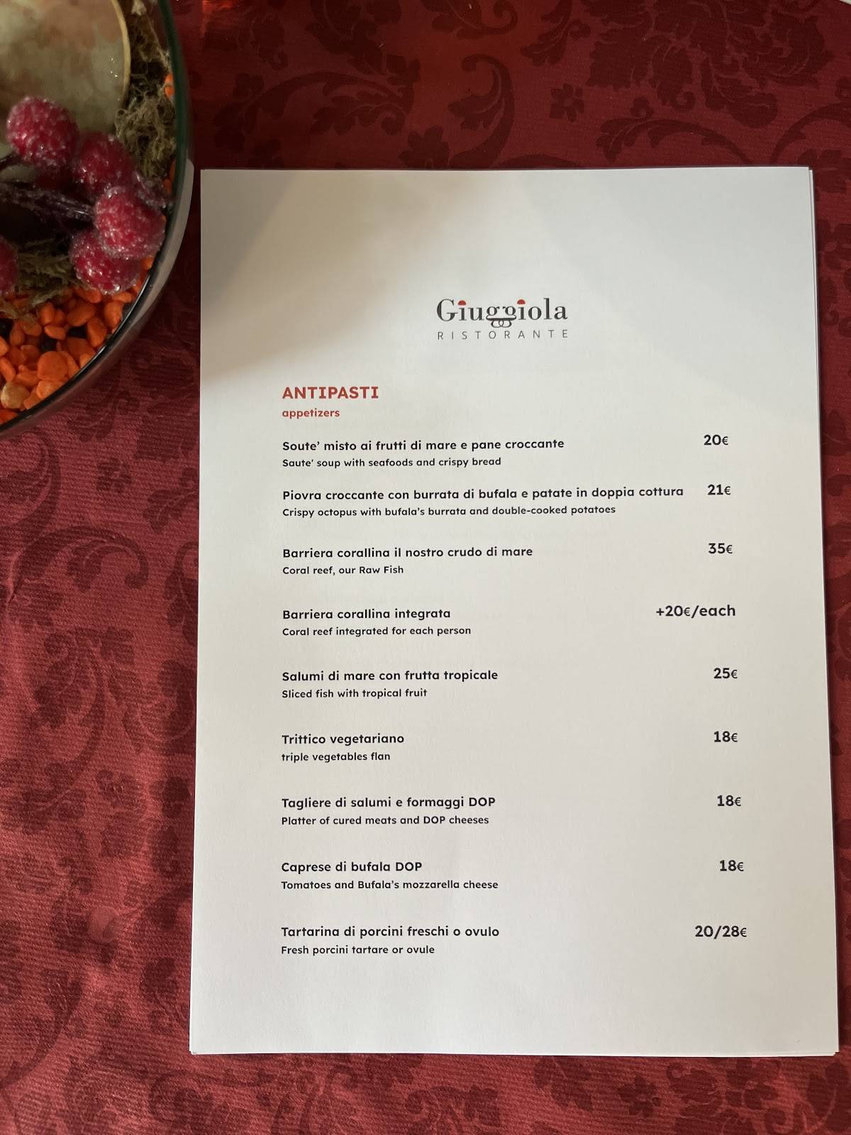 Menu di Giuggiola 