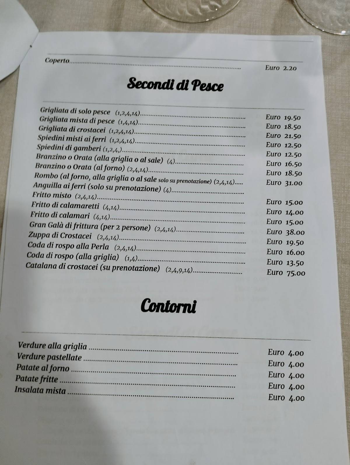 Menu di Ristorante Hotel La Perla 