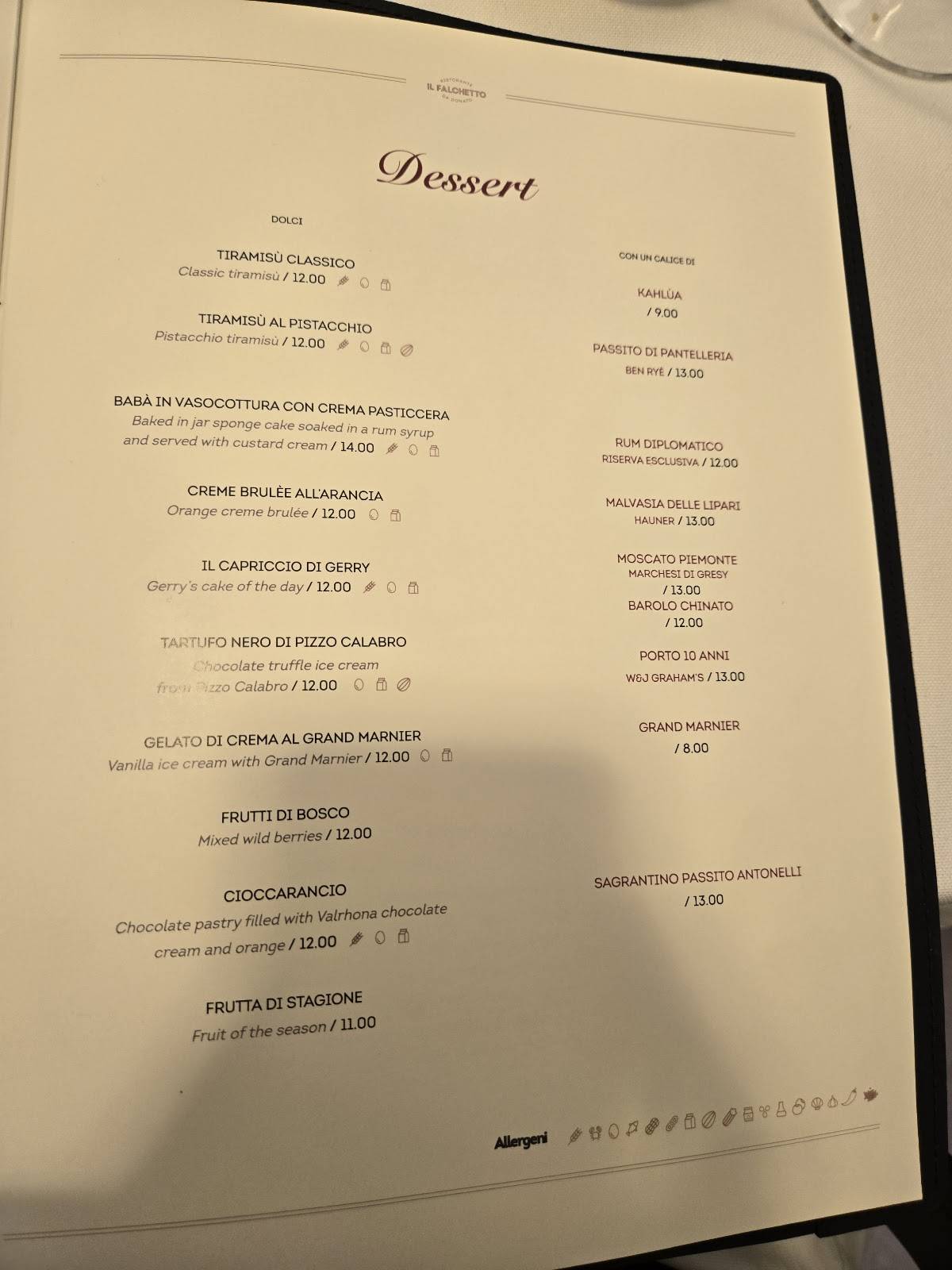 Menu di Ristorante Il Falchetto 