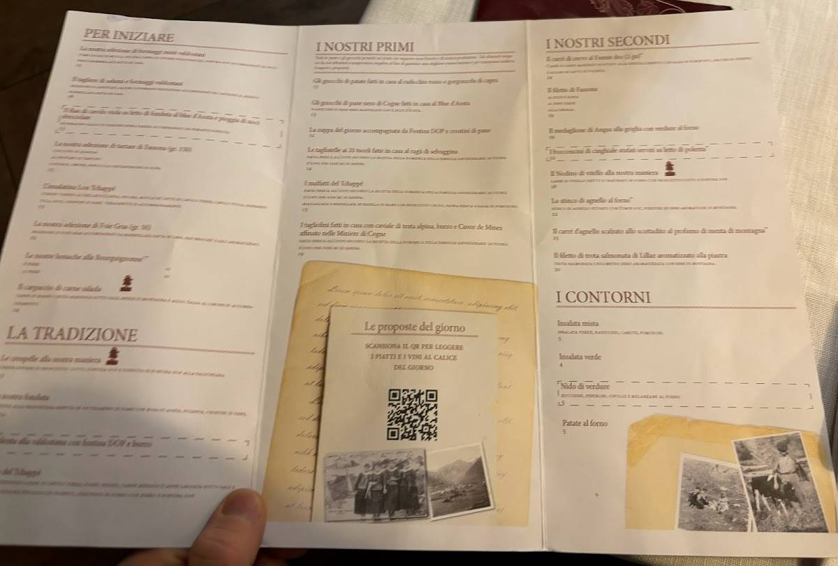 Menu di Ristorante Lou Tchappè - Cogne - Lillaz 