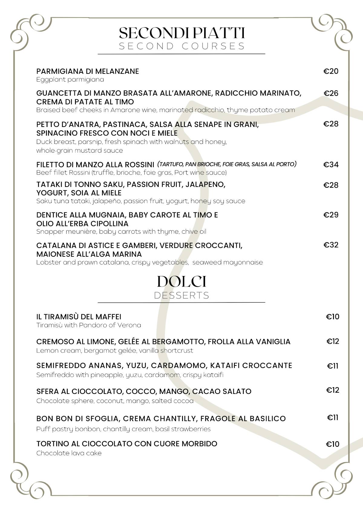 Menu di Ristorante Maffei 