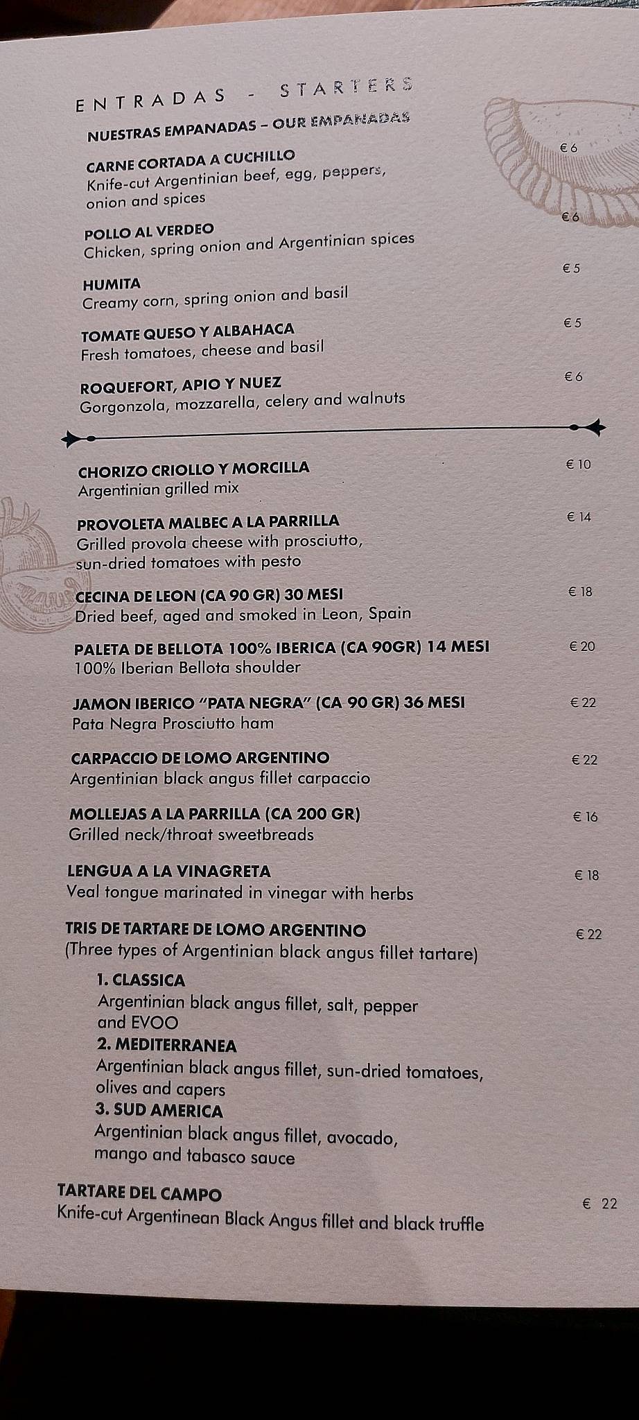Menu di Ristorante Malbec 