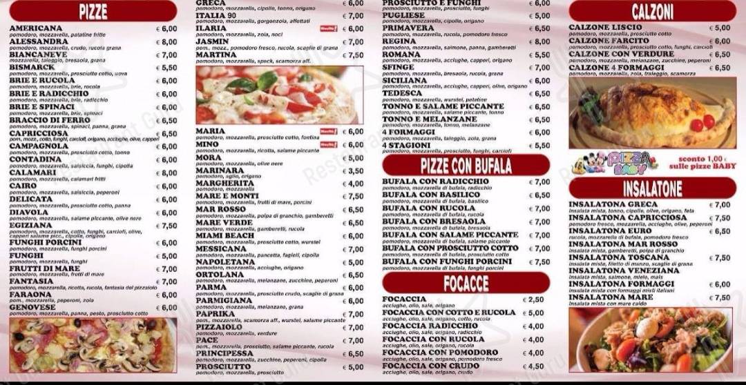 Menu di Ristorante Mar Rosso - pasti e bevande
