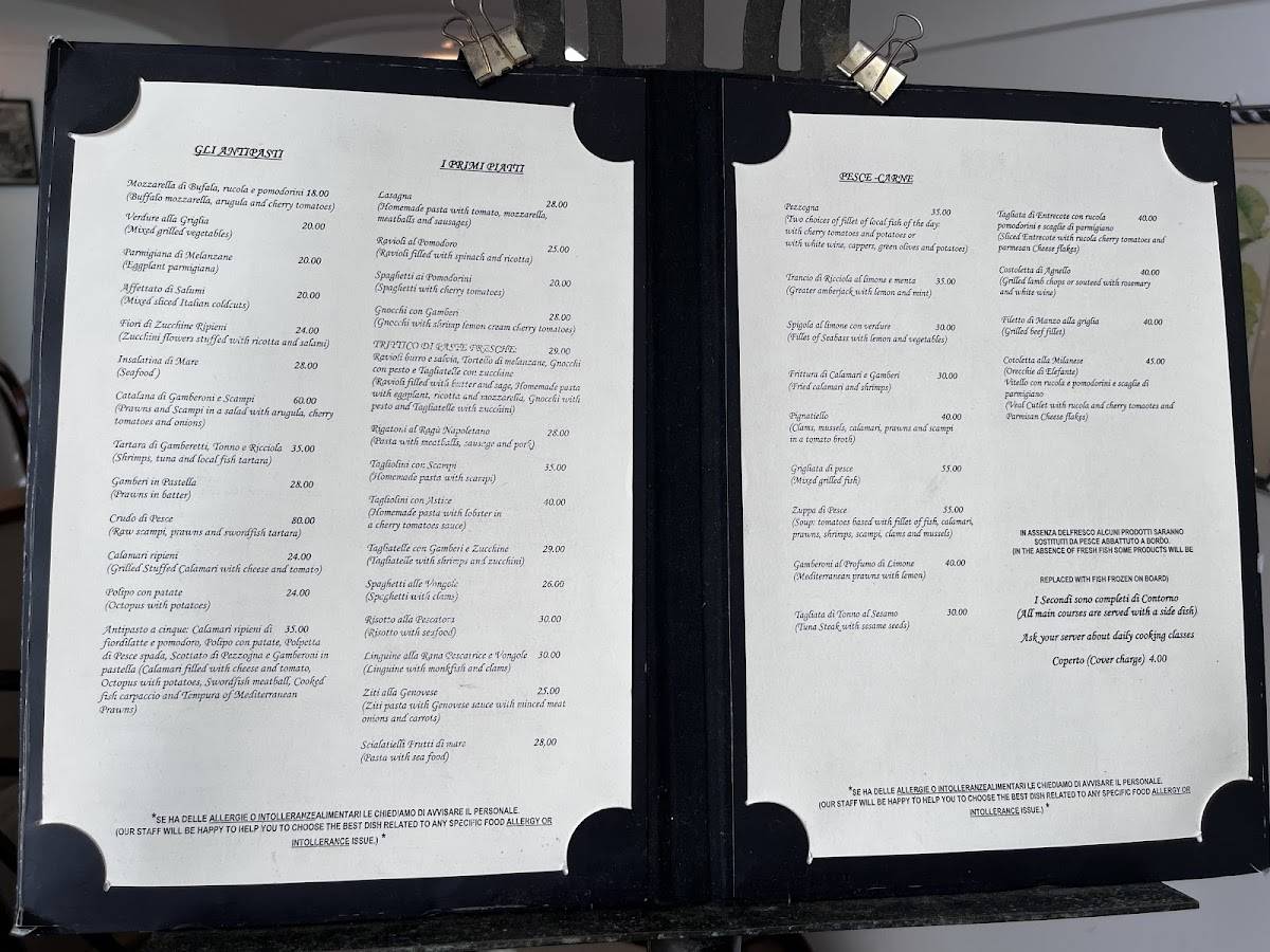 Menu di Ristorante Max Positano 