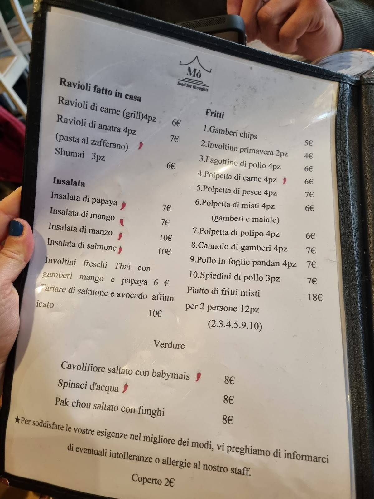 Menu di Ristorante Mò 