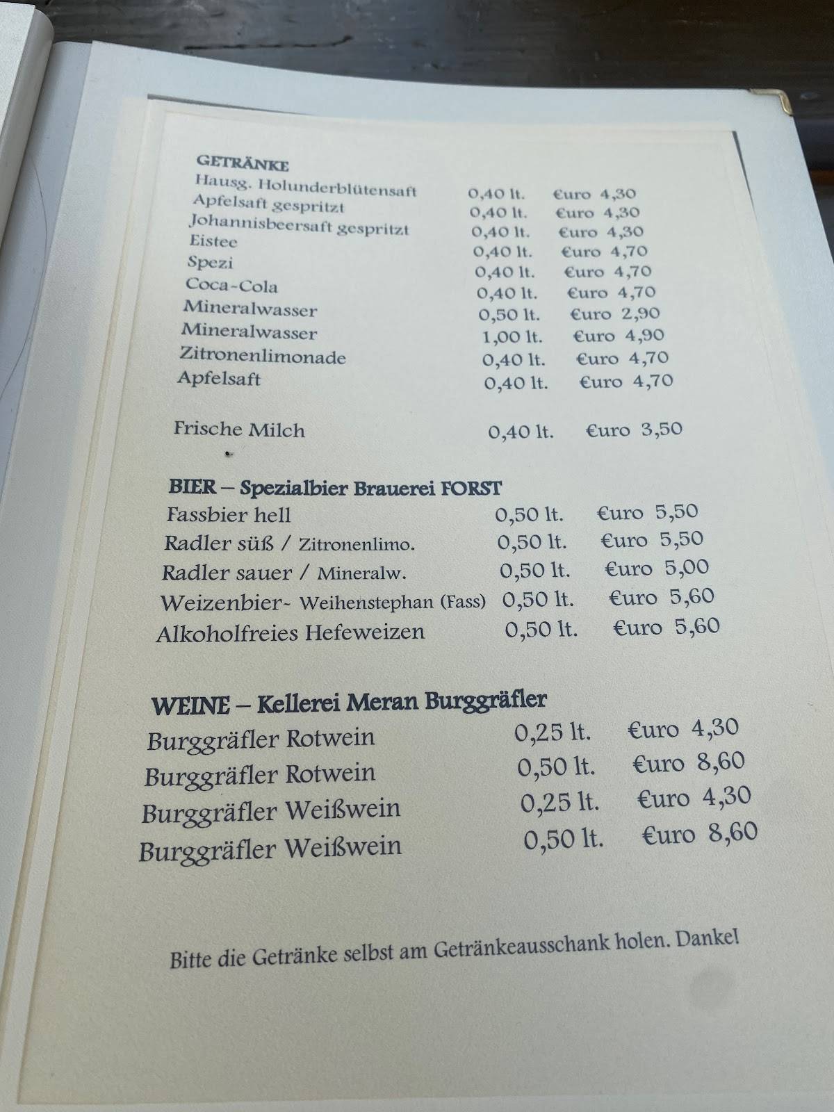 Menu di Ristorante Mutkopf 