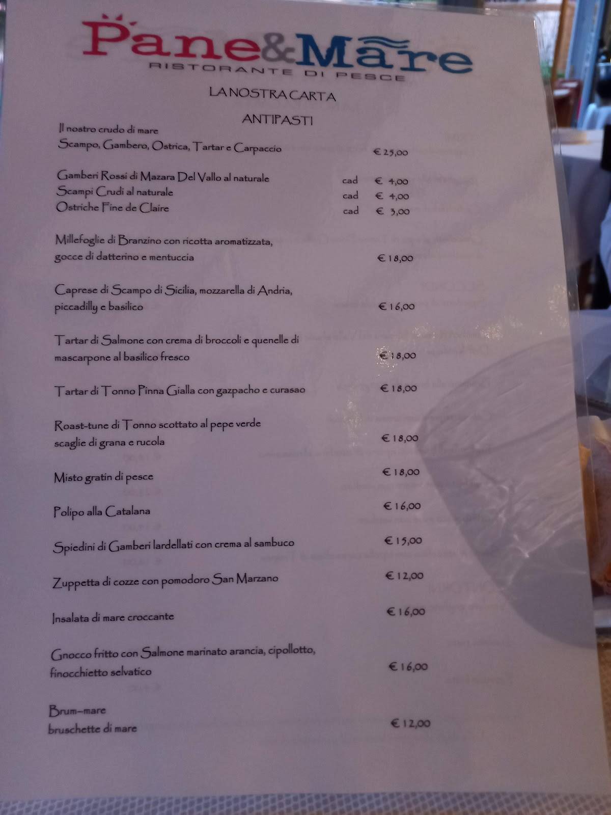 Menu di Ristorante Pane e Mare 